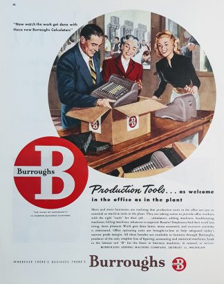 Burroughs Adding Machine 1947 Ad – Production Tools