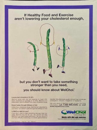 WelChol 2001 Advertisement - Asparagus with jump ropes.