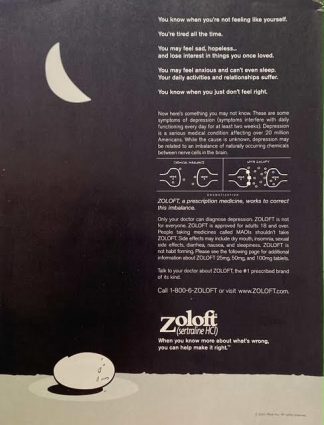ZOLOFT 2001 Advertisement – Tired All the Time