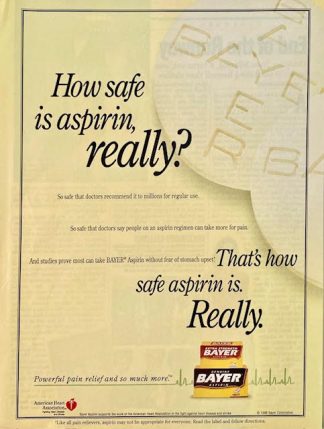 Bayer Aspirin 1998 Advertisement – How safe is Aspirin Really?