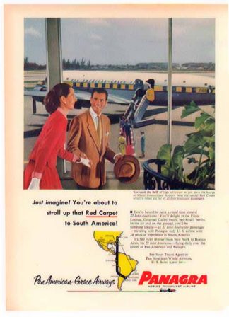 Panagra Airlines 1952 Ad - Red Carpet to South America