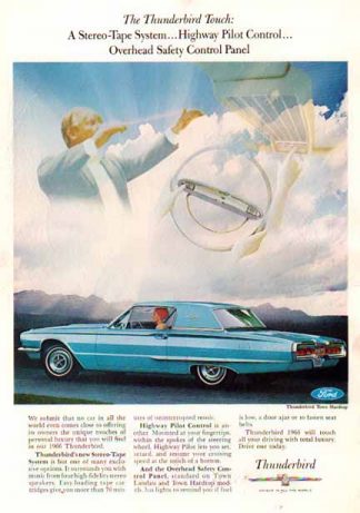 Ford 1966 Car Ad - Thunderbird Town Hard Top - Blue