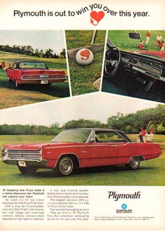 Chrysler 1967 Car Ad - Plymouth Fury III  - Red with Black Roof
