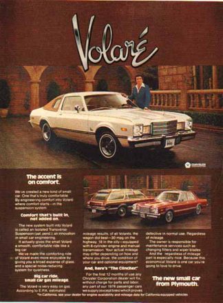 Chrysler 1976 Car Ad - Plymouth Volare / White 3 Cars