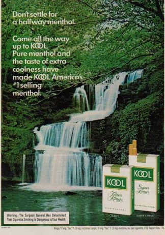 Kool 1975 Cigarettes Ad - Come Up To Kool - Waterfall