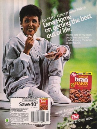 Lena Horne for 1988 Post Bran Flakes Cereal Ad  Foods