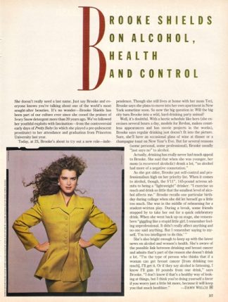 Brook Shields 1988 Article on Alcohol Health and Control