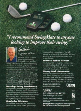 Ken Venturi 1993 Golf Ad for SwingMate by Bel-Tronics Limited