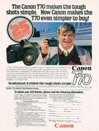 John Madden 1986 Canon T70 Ad