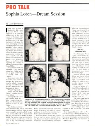 Sophia Loren Dream Session by Gary Bernstein  Photo session article from 1994