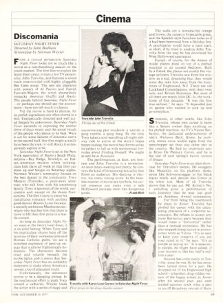 John Travolta 1977 Cinema Article "Discomania"  Saturday Night Fever