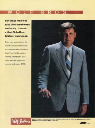Leeman Bennett 1986 Wolf Brothers Ad  Head Coach Buccaneers