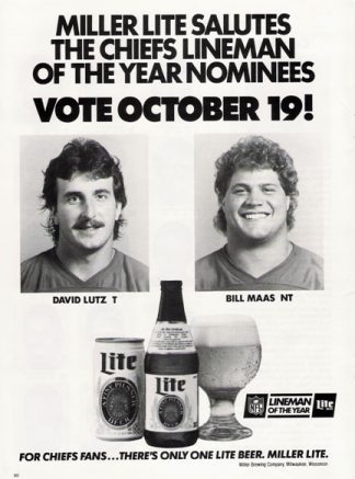 David Lutz & Bill Maas 1986 Miller Lite Ad  Kansas City Chiefs Football Players