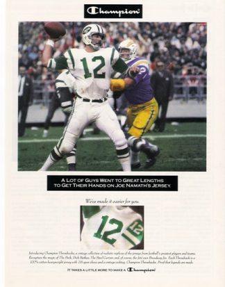 Joe Namath New York Jets 1993 Champion Ad