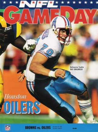 Game Day Program Cover from December 20, 1992 Browns vs. Oilers