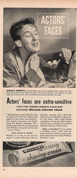 Burgess Meredith 1948 Williams Shaving Cream Ad