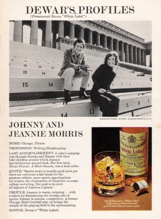 Johnny & Jeannie Morris 1977 Dewar's Profiles Ad for White Label Whiskey