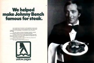 Johnny Bench 1976 2 Page Ad for Yellow Pages