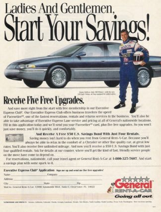 Danny Sullivan Indy 500 Winner for 1992  Rent A Car Ad