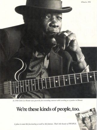 John Lee Hooker in this 1992 People Magazine Advertisement Ad" with Guitar…