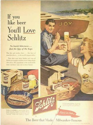 Schlitz 1953 Beer Ad - Seaside Color Picture