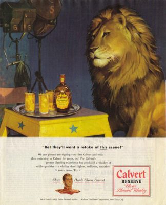 Calvert  RESERVE Whisky 1948 Ad - Proud Golden Lion