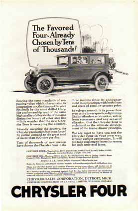 Chrysler Four 1925 Car Ad - Already Chosen by Tens of Thousands!