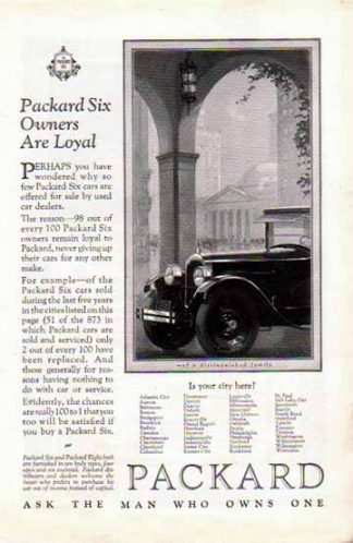 Packard Six 1925 Car Ad - Owners Are Loyal