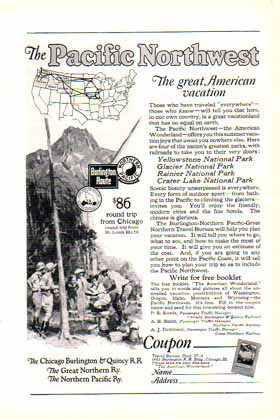 Pacific Northwest Train 1924 Ad - National Parks
