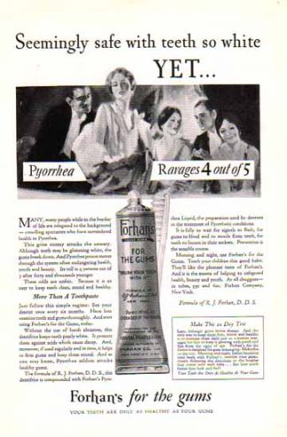 Forhan's For The Gums 1928 Ad - Pyorrhea Ravages - Toothpaste