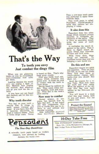 Pepsodent 1924 Toothpaste Ad - The New Day Dentifrice