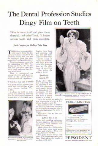 Pepsodent 1928 Toothpaste Ad - Dental Profession Studies Dingy Film
