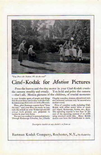 Kodak 1924 Ad - Cine'-Kodak … For Motion Pictures