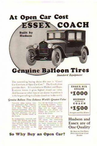 Hudson 1924 Car Ad - Essex Coach