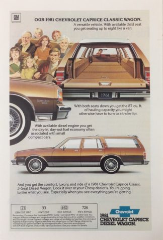 Chevrolet Caprice Classic Diesel Wagon 1981 Car Ad Gold with Features