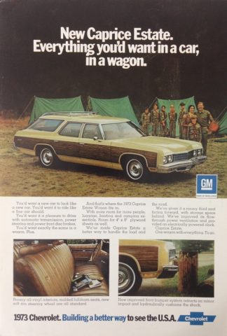 Chevrolet Caprice Estate Wagon 1973 Car Ad Gold with Features