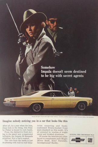 Chevrolet Impala Sport Coupe 1966 Car Ad: Yellow