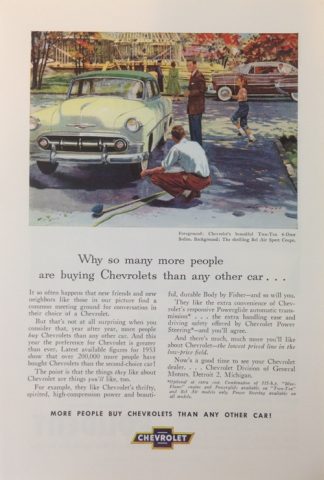 Chevrolet Two-Ten 4 Door Sedan Light Green 1953 Car Ad with Features