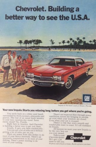 Chevrolet Impala Coupe 1972 Car Ad Red in Miami Beach