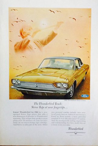 Ford 1966 Car Ad - Thunderbird Town Landau Hard Top - Gold