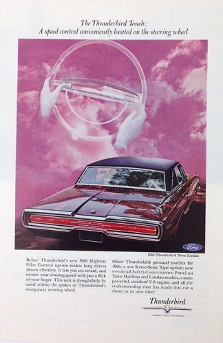 Ford 1966 Car Ad - Thunderbird Town Landau Hard Top - Burgundy