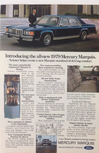 Ford Mercury Marquis 1979 Car Ad - Blue