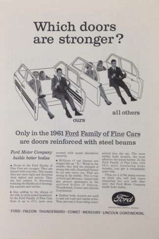 Ford Motor Company 1961 Ad: Which doors are stronger?