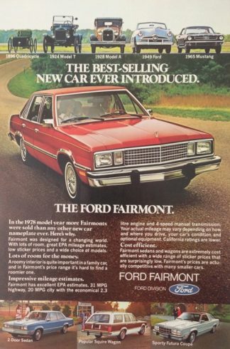Ford Fairmont 1978 Car Ad Red with Features