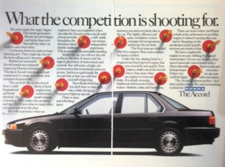 Honda Accord 1990 Car Ad: 2 page Ad. What the Competition is shooting for.