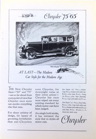 Chrysler 75-65 Sedan 1928 Car Ad At Last