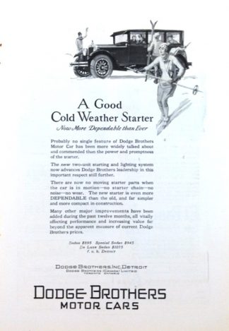 Dodge Bothers Motor Cars 1927 Ad Cold Weather Starter