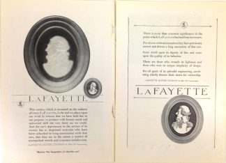 LAFAYETTE MOTORS COMPANY - 1920 Two Page Ad