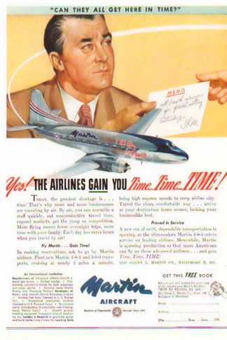 Martin Aircraft 1947 Ad - Fly Martin Gain Time!