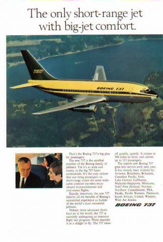 Boeing 737 Plane 1967 Ad - Short Range Jet Big Comfort